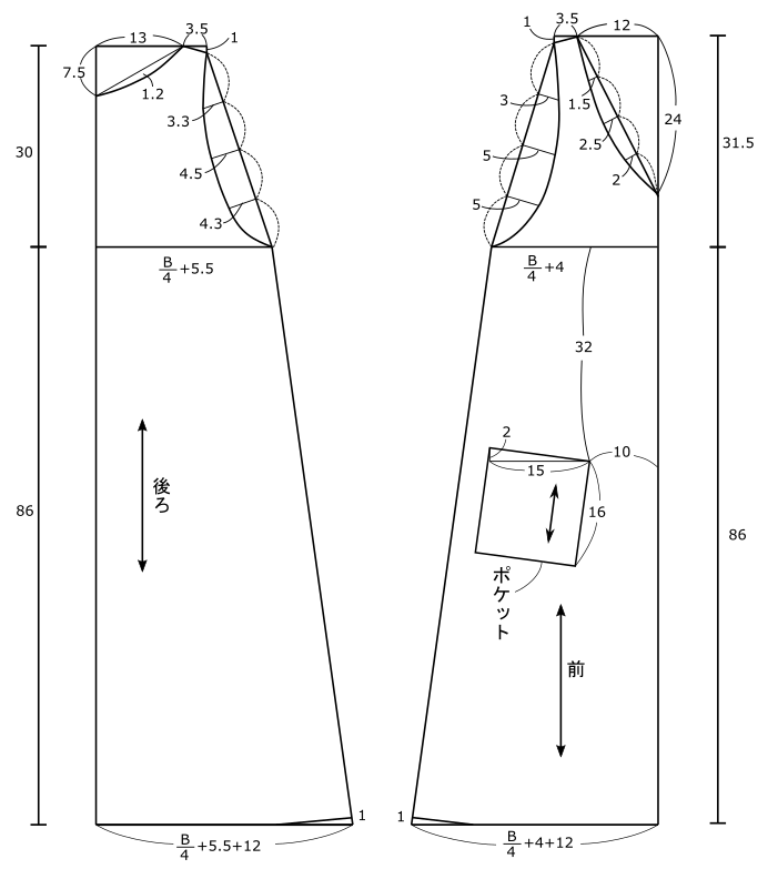 ファスナー付けナシ ジャンパースカートの製図と作り方 洋裁ブログ